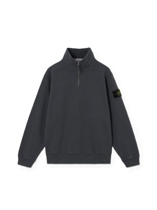 Felpa vestibilità comfort con zip corta e colletto rigido Stone Island | L2S15 6100021 S0A20V0062 LEAD GREY